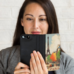 Vintage Travel Poster of the Paris Eifel Tower Samsung Galaxy S5 Wallet Case