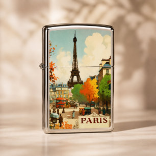 Vintage Travel Poster of the Paris Eifel Tower Zippo Lighter