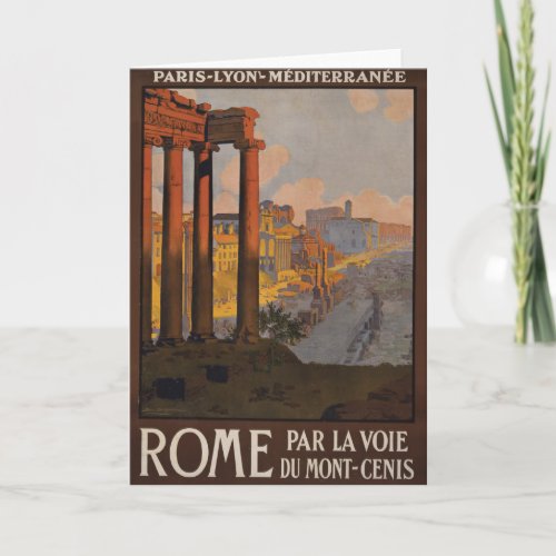 Vintage Travel Poster Of The Roman Forum At Dawn Card