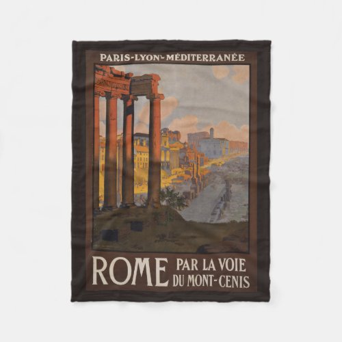 Vintage Travel Poster Of The Roman Forum At Dawn Fleece Blanket