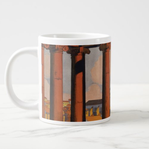 Vintage Travel Poster Of The Roman Forum At Dawn Giant Coffee Mug
