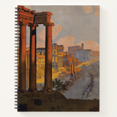 Vintage Travel Poster Of The Roman Forum At Dawn Notebook