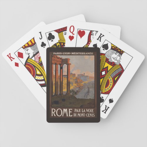 Vintage Travel Poster Of The Roman Forum At Dawn Playing Cards