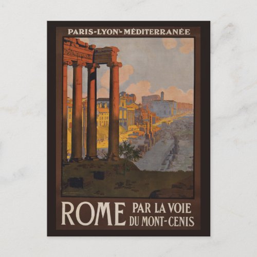 Vintage Travel Poster Of The Roman Forum At Dawn Postcard