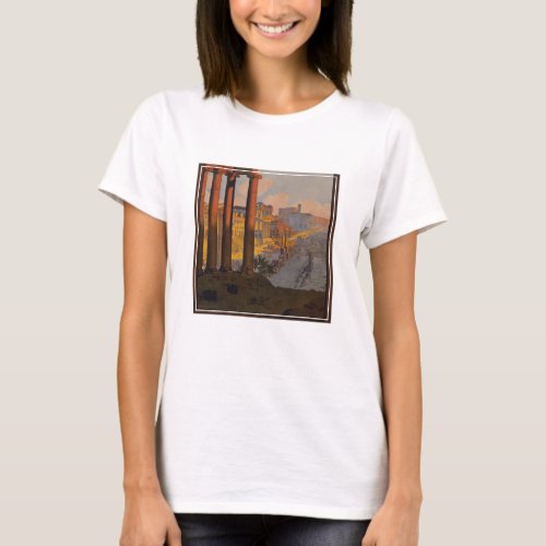 Vintage Travel Poster Of The Roman Forum At Dawn T_Shirt
