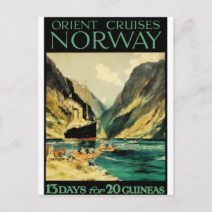 Vintage Travel Poster: Orient Cruises — Norway Postcard