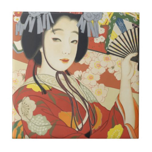 Vintage Travel Poster Osaka Japan Ceramic Tile