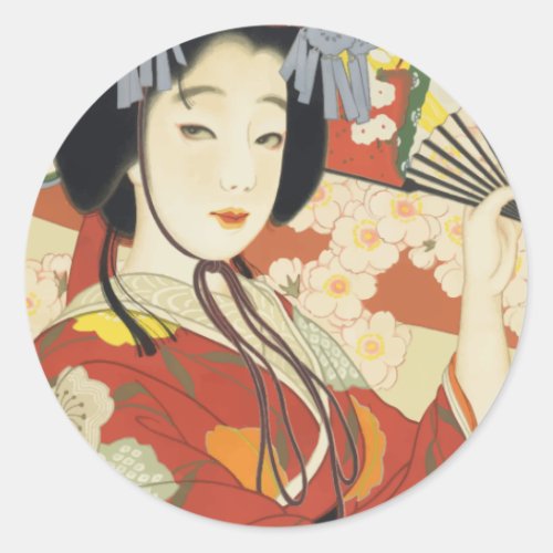 Vintage Travel Poster Osaka Japan Classic Round Sticker