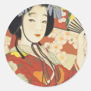 Vintage Travel Poster Osaka Japan Classic Round Sticker