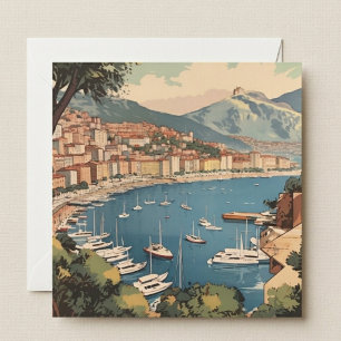 Vintage Travel Poster overlooking Monaco harbor