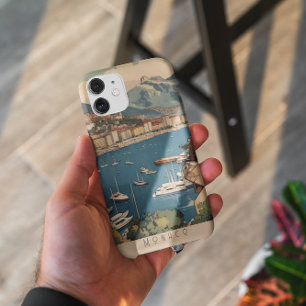 Vintage Travel Poster overlooking Monaco harbor iPhone 11 Pro Case