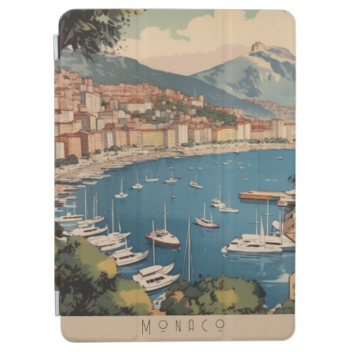 Vintage Travel Poster overlooking Monaco harbor iPad Air Cover
