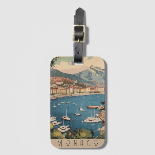 Vintage Travel Poster overlooking Monaco harbor Luggage Tag