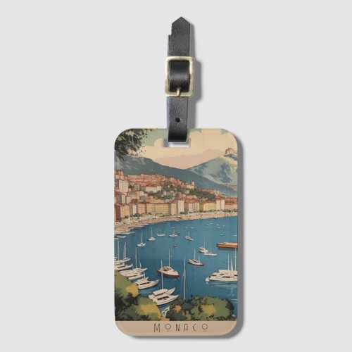 Vintage Travel Poster overlooking Monaco harbor Luggage Tag