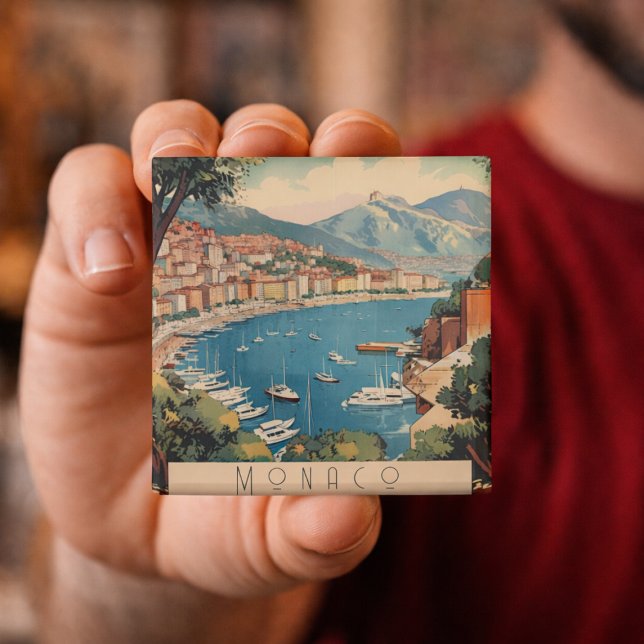 Vintage Travel Poster overlooking Monaco harbor Magnet (Creator Uploaded)
