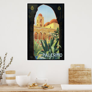 Vintage Travel Poster, Palermo, Sicily, Italy Poster
