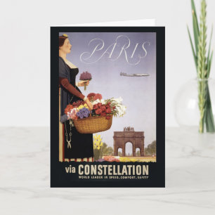 Vintage Travel Poster, Paris Via Constellation Card
