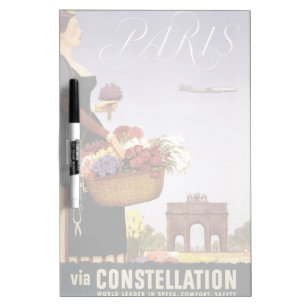Vintage Travel Poster, Paris Via Constellation Dry Erase Board