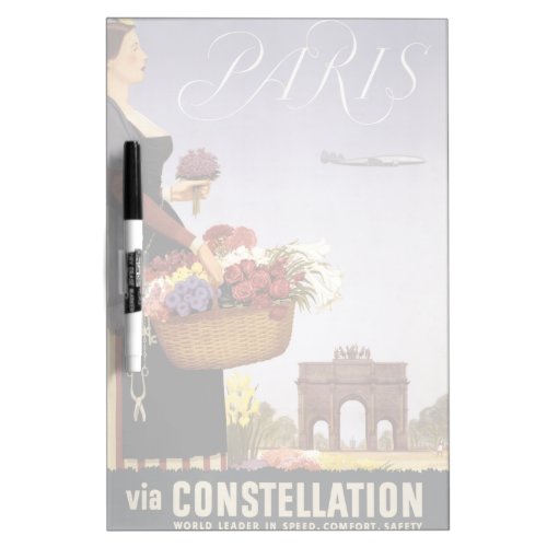 Vintage Travel Poster Paris Via Constellation Dry Erase Board