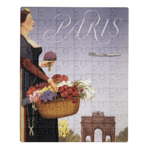 Vintage Travel Poster, Paris Via Constellation Jigsaw Puzzle