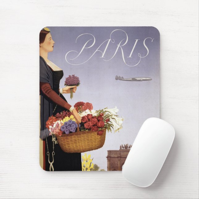 Vintage Travel Poster, Paris Via Constellation Mouse Pad (With Mouse)