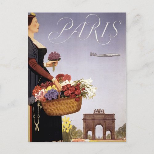Vintage Travel Poster Paris Via Constellation Postcard