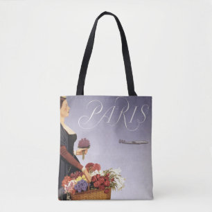 Vintage Travel Poster, Paris Via Constellation Tote Bag