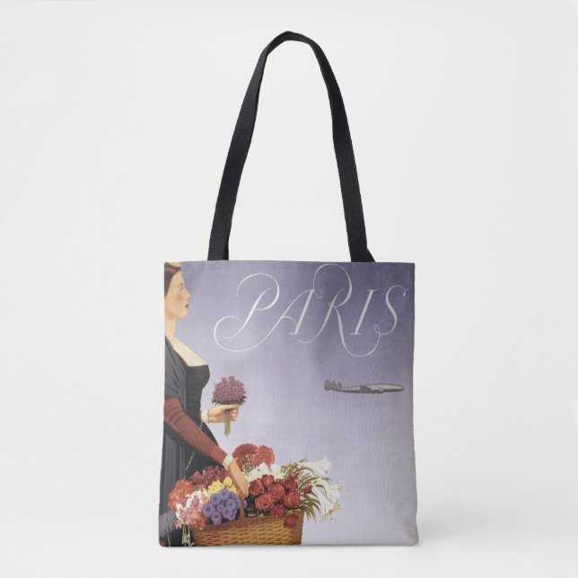 Vintage Travel Poster, Paris Via Constellation Tote Bag (Front)