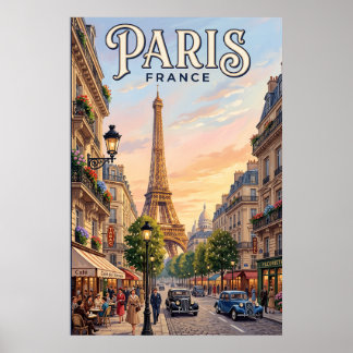 Vintage Travel Poster Paris Wall Art