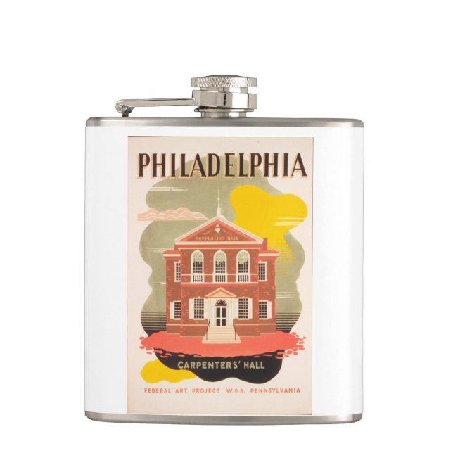 Vintage travel poster philadelphia flask (Front)