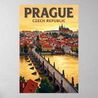Vintage Travel Poster Prague Wall Art