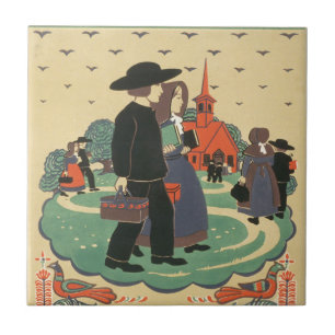 Vintage Travel Poster Promoting Pennsylvania Ceramic Tile
