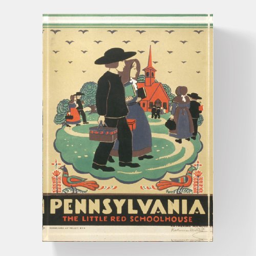 Vintage Travel Poster Promoting Pennsylvania Paperweight