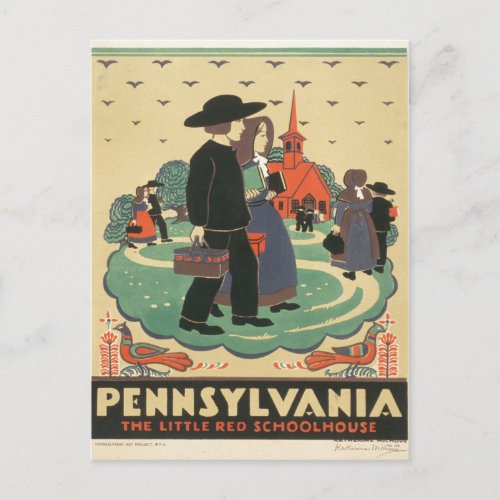 Vintage Travel Poster Promoting Pennsylvania Postcard