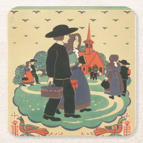 Vintage Travel Poster Promoting Pennsylvania Square Paper Coaster