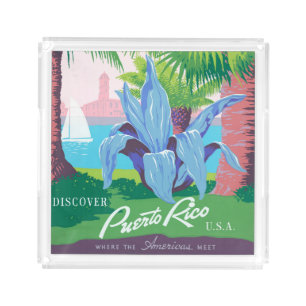 Vintage Travel Poster Promoting Puerto Rico 2 Acrylic Tray