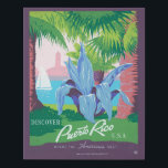 Vintage Travel Poster Promoting Puerto Rico 2 Faux Canvas Print<br><div class="desc">Vintage travel poster promoting Puerto Rico for tourism,  showing view of park with palm trees.</div>