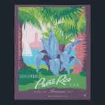 Vintage Travel Poster Promoting Puerto Rico 2 Faux Canvas Print<br><div class="desc">Vintage travel poster promoting Puerto Rico for tourism,  showing view of park with palm trees.</div>