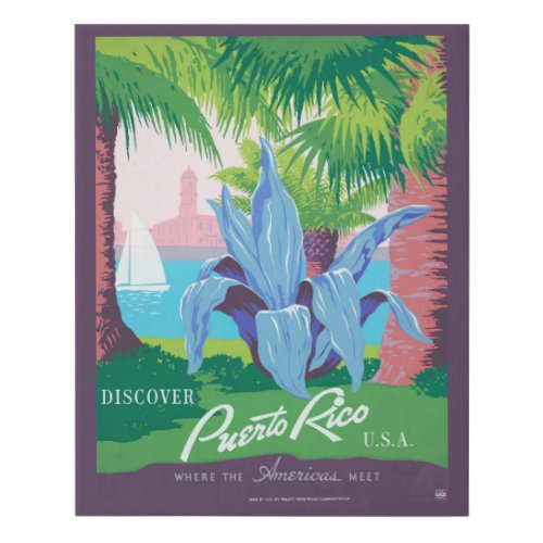 Vintage Travel Poster Promoting Puerto Rico 2 Faux Canvas Print