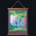 Vintage Travel Poster Promoting Puerto Rico 2 Hanging Tapestry<br><div class="desc">Vintage travel poster promoting Puerto Rico for tourism,  showing view of park with palm trees.</div>