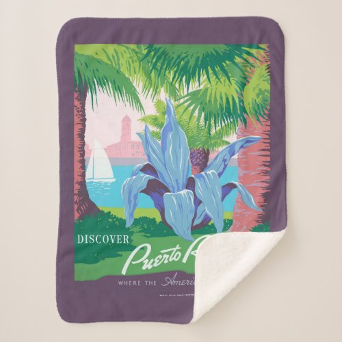 Vintage Travel Poster Promoting Puerto Rico 2 Sherpa Blanket