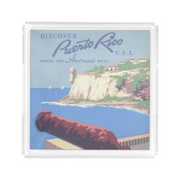 Vintage Travel Poster Promoting Puerto Rico Acrylic Tray