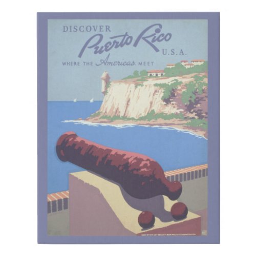 Vintage Travel Poster Promoting Puerto Rico Faux Canvas Print