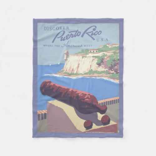 Vintage Travel Poster Promoting Puerto Rico Fleece Blanket