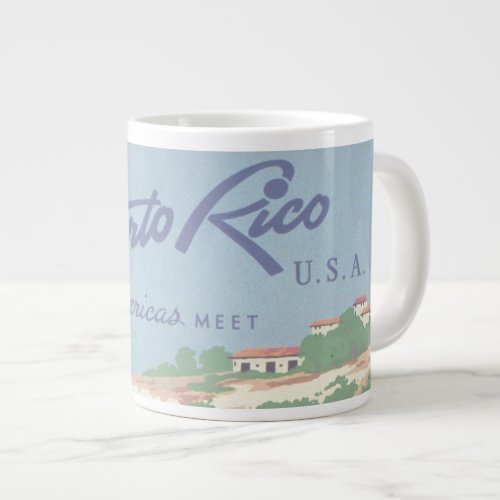 Vintage Travel Poster Promoting Puerto Rico Giant Coffee Mug
