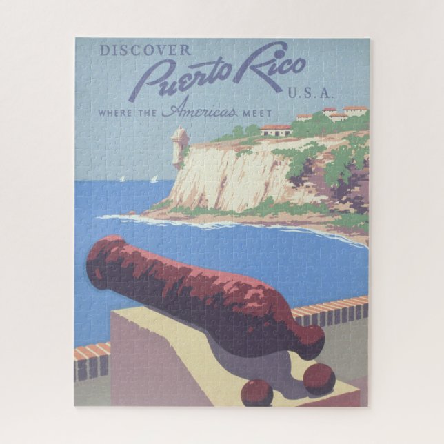 Vintage Travel Poster Promoting Puerto Rico Jigsaw Puzzle (Vertical)