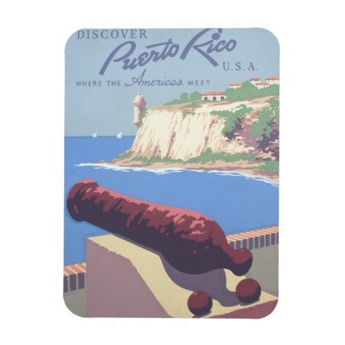 Vintage Travel Poster Promoting Puerto Rico Magnet