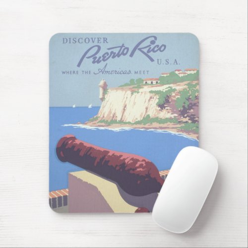 Vintage Travel Poster Promoting Puerto Rico Mouse Pad