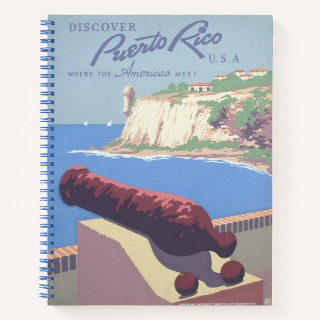 Vintage Travel Poster Promoting Puerto Rico Notebook (Front)