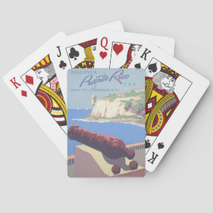 Vintage Travel Poster Promoting Puerto Rico Poker Cards
